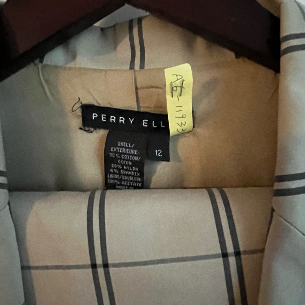 Perry Ellis Tan Plaid Blazer